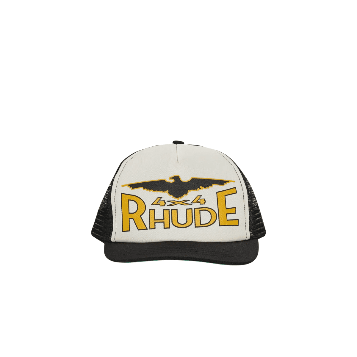 Rhude-logo-print-mesh-panel-cap Rhude logo print mesh panel cap